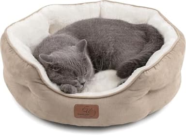 Bedsure Small Dog Bed Washable,Round Cat Beds for Indoor Cats,20in Camel