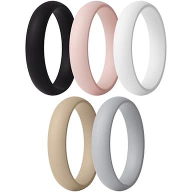 ThunderFit Silicone Anniversary Rings for Women, 5.5mm Wide, 2mm Thick, Wedding Rubber Bands, Variety Multipack 1-12