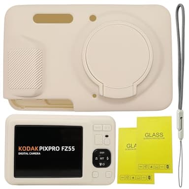 SZHSYJY Case for Kodak PIXPRO FZ55,FZ55 accessories,Soft Silicone Protective Case Removable Lens Cover,Comes with 2 Screen Protectors and 1 Wrist Strap. (Misty White)