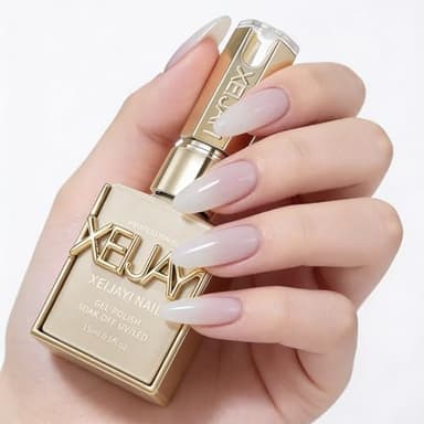Xeijayi Milky White Jelly Gel Nail Polish 15ml – Sheer-to-Buildable Soak-Off UV/LED, Self-Leveling, Quick Cure, Long-Lasting – Natural Translucent White for French, Baby Boomer & Overlays