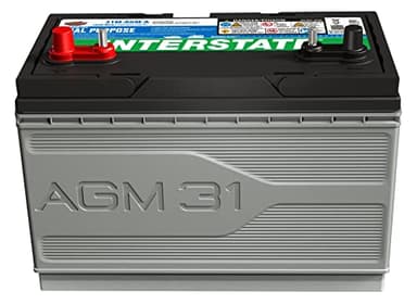 Interstate Batteries Marine/RV Battery 12V 100Ah 825CCA Dual Purpose Power Pure Lead AGM RV & Marine Starting Replacement Battery (Group Size 31M) Boats, RV's (8-31MAGMDC / 31M-AGM-A)