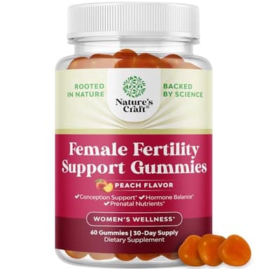 Fertility Gummies for Women Trying to Conceive - Yummy Gummy Fertility Supplement for Women with Myo-Inositol Folic Acid & Vitex Chasteberry - Vegan Non-GMO & Gluten Free - Juicy Peach - 60 Count