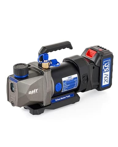 Orion Motor Tech Cordless Lithium-Ion HVAC Vacuum Pump, 3 cfm Vacuum Pump, Battery-Powered Auto AC Vacuum Pump for R134a R410a R1234yf Systems, 1/4hp Single Stage Vacuum Pump Automotive