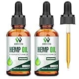 WACHRAY Hemp Oil High Potency - Maximum Strength Organic Hemp Drops - 100% Natural Hemp Oil - with C02 Extraction, Vegan, Non-GMO Pack of 2