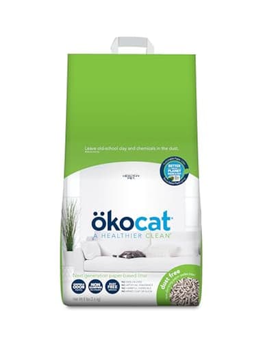 ökocat Dust Free Non-Clumping Paper Pellet Cat Litter, Unscented, 8 pounds - Natural Ingredients, Controls Odor, Dust Free, Great for Homes with Allergies, Postsurgical Needs