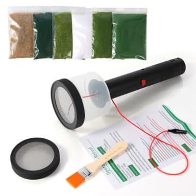 Generic Mini Static Grass Applicator Flocking Kit 3-5mm, Dual Netcovers, Black, Plastic, Tabletop, Modern, Nature And Outdoors, 2024, 3.54 Inches, 10.58 Ounces