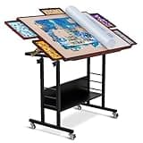 Becko US 1500 Piece Tilting Puzzle Table with 5 Drawers & Cover, Adjustable Puzzle Board with 5 Tilt Angle & Height Adjustment, Portable Jigsaw Tables for Adults, Easy to Move, for 1500 Piece Puzzles