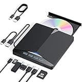 External CD/DVD Drive for Laptop, 7-in-1 DVD Player for Laptop USB 3.0 Portable Burner with SD/TF Card Reader & 4-Port USB Hub, Compatible with Windows, Mac OS, Linux (7 in 1)