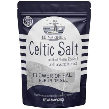 Le Marinier Fleur de Sel 0.6lb - 8.81oz. French Sea Salt- Flower of Salt. Mineral Rich, Unrefined, 100% Natural, Hand Harvested, Finishing Salt (0.6lb Fleur de Sel)