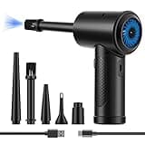Compressed Air Duster,Fulljion 3-Gear to 51000RPM Electric Air Duster Portable Air Blower with LED Light, 6000mAhRechargeable Cordless Air Duster for Computer Keyboard Fast Charge(Black)