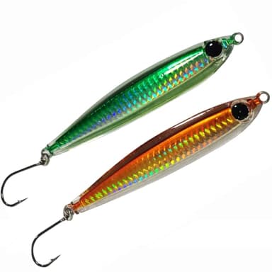 Kmucutie Epoxy Resin Fishing Jig Lure Great for Inshore and Offshore Game Fish,Artificial Lures for Grouper,Dogtooth,Bass Salmon (Mixed Color A, 2 OZ)