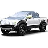 Konnfeir Half Car Cover All Weather Car Body Cover Sunshade Cover Snow Cover Waterproof Snowproof Universal 210D Oxford Fabric (Fit Small/Medium Size Pickup (Crew Cab))