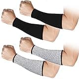 2 Pairs Cut Resistant Sleeve Arm Protection Level 5 Protection Safety Protective Sleeves Arm Protectors for Men Women(9.45 x 4.72 Inches,Black, Gray)