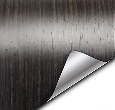 VVIVID Dark Ebony Wood Grain Faux Finish Textured Vinyl Wrap Roll Sheet Film for Home Office Furniture DIY No Mess Easy to Install Air-Release Adhesive (1.49ft x 48 Inch)