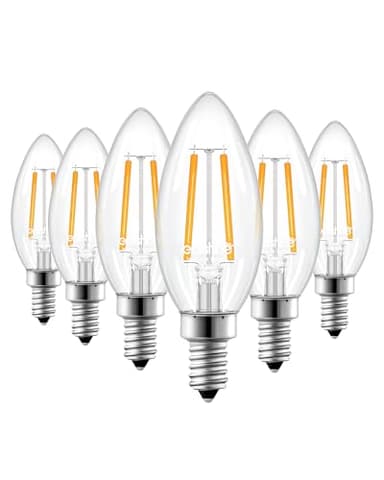 EDISHINE E12 LED Candelabra Bulb, 5W Equivalent 60W 2700K 500LM Warm Light, Dimmable Chandelier Light Bulbs, LED Candle Light Bulbs for Ceiling Fan, Dining Room, Christmas Decor UL Listed, 6 Pack