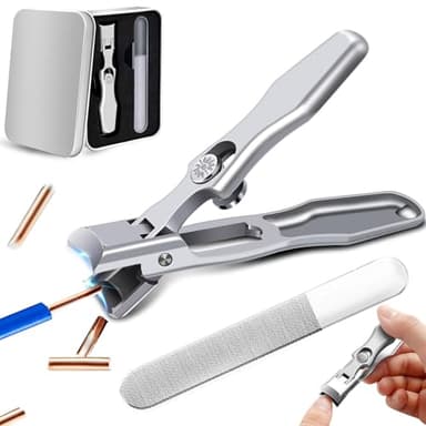 German Nail Clippers for Men Women, 2026 Upgraded Ultra Sharp Stainless Steel Nail Clippers for Thick Nails, Luxurious Ultra Sharp Nail Clippers Set with Nail File for Seniors (Silver)