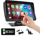 Podofo Portable Car Stereo Wireless Carplay Android Auto,7 Inch Touch Screen Car Radio with Bluetooth Hands-Free/Mirror Link/Maps Navigation/Voice Control/TF Card/AUX,for Cars, Trucks, SUVs
