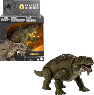 ​Mattel Jurassic World Hammond Collection Dinosaur Action Figure Scutosaurus, Premium Design with Glass Eyes & 14 Points Articulation