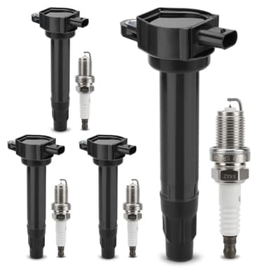 UF557 Ignition Coil & 4503 Double Iridium Spark Plug for 07-17 Jeep Compass Patriot/11-14 Chrysler 200,07-10 Sebring/Dodge 08-14 Avenger,07-12 Caliber,09-19 Journey Replaces# 4606824AB, C1587, 5C1644