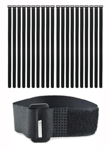 HUAHAITGCH 20 Pack (12 x 1 Inch) Reusable Fastening Cable Ties and Cable Straps,Adjustable Multi-Purpose Hook and Loop Straps Nylon Cable Ties Organizer Fastener Management Wire Straps