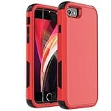 for iPhone SE 2022(3rd Gen)/iPhone SE 2020 (2nd Gen)/iPhone 7 Case/iPhone 8 Case with Screen Protector 3 in 1 Heavy Duty Shockproof Shock-Resistant Case for iPhone 7/8/SE 4.7 inch (RedBlack)