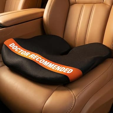 Everlasting Comfort Car Seat Cushion for Driving - Orthopedic Car Cushion for Office, Travel, Gaming Chair Memory Foam Driver Booster for Short People, Non-Slip, Washable Cover, Back & Sciatica Relief