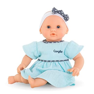 Corolle Bébé Calin Maud - 12" Soft Girl Baby Doll with Vanilla Scent, Blue Outfit & Sleeping Eyes for Girls Ages 18 Months+, Cute Reborn Realistic Baby Dolls for 2 Year Old Girls
