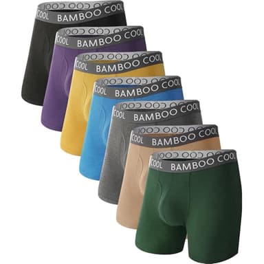 BAMBOO COOL Men's Ultra ComfortSoft Underwear, Moisture Wicking & Breathable No Ride Up Boxer Briefs with Fly, Multipack