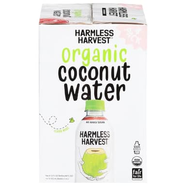 Harmless Harvest Organic Coconut Water, Original, 12 Fl Oz (Pack of 4)