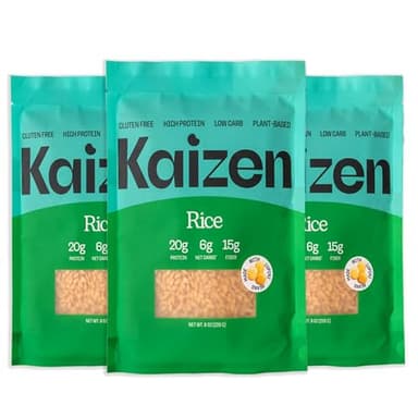Kaizen Low Carb Keto Rice - Gluten-Free, High Protein (20g), Keto Friendly, Plant Based, Made with High Fiber Lupin Flour - 8 ounces (Pack of 3)
