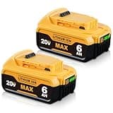 2Pack DCB200 6000mAh Replacement for Dewalt 20V Battery Compatible with Dewalt Battery Lithium-ion DCB201 DCB203 DCB204 DCB206 DCB207 and DCD/DCF/DCG Series and Cordless Tools