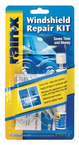 Rain-X 600001 Windshield Repair Kit - Quick and Easy Durable Resin Based Windshield Repair Kit for Chips and Cracks, Good for Round Damage Below 1" in Diameter and Cracks Smaller Than 12" in Length