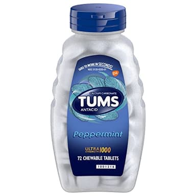 TUMS Ultra Strength Chewable Antacid Tablets for Heartburn Relief, Peppermint - 72 Count