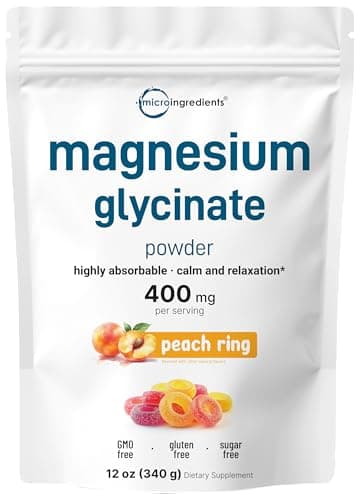 Magnesium Powder, 12oz (56 Servings) | Magnesium Glycinate Powder | Sweet Peach Ring Flavored | Sleep, Muscle, Heart & Nerve Health Support | Easily Absorbed | Non-GMO, Vegan, Sugar Free