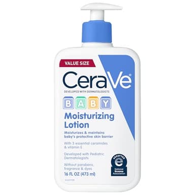 CeraVe Baby Lotion, Gentle Baby Skin Care with Ceramides, Niacinamide & Vitamin E, Fragrance, Paraben, Dye & Phthalates Free, Lightweight Moisturizer, 16 Ounce