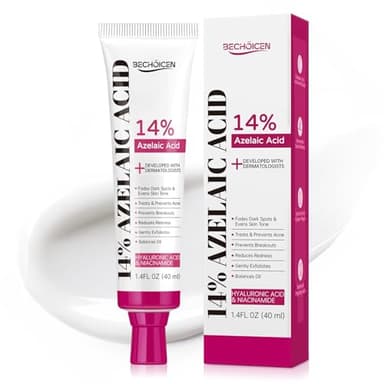 14% Azelaic Acid Acne Cream with Niacinamide & Centella,Azelaic Acid Facial Serum – Smooth & Even Skin Tone,Reduce Appearance of Blemishes,Dark Spots & Post-Acne Marks,Gentle Hydrating Formula,1.4oz