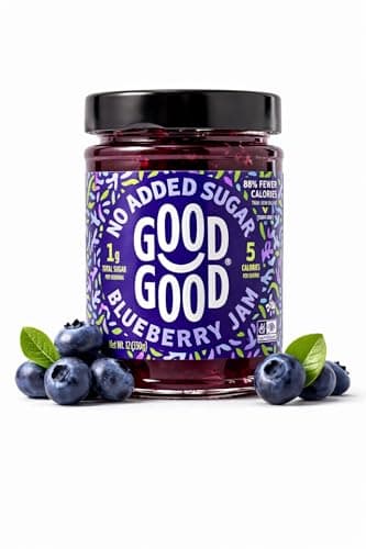 GOOD GOOD Blueberry Jam - No Added Sugar - Low Calorie - Gluten Free and Vegan - Diabetic and Keto Friendly - 12oz / 330g (Pack of 1)