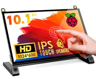 ROADOM Raspberry Pi Screen, 10.1’’ Touchscreen Monitor, IPS FHD 1024×600,Responsive and Smooth Touch,Dual Built-in Speakers,HDMI Input,Compatible with Raspberry Pi 5/4/3/Zero,Easy Assembly,Driver Free