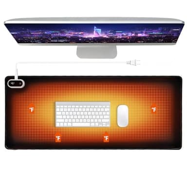 Heated Desk Pad, Heated Mouse Pad- 31.5 x 13 inch, Heated Desk Mat, Desk Warmer with 5 Heat Levels & Auto Shut-Off - Ideal for Office and Home (Black)
