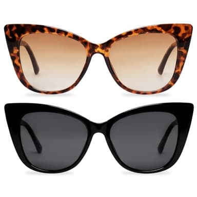 Sdfvsdg 2 Pcs Cat Eye Sunglasses for Women Men Retro Cateye Frame Vintage Square Fashion Cateye Sunglasses