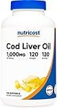 Nutricost Cod Liver Oil 1000mg, 120 Softgels - Non-GMO & Gluten Free
