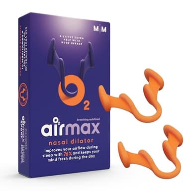AIRMAX Nasal dilators for Sleeping - 76% More Airflow - Anti snoring Devices - Breathe Freely Through The Nose - Sinus Relief, Relief and snoring Solution - 2X Medium Orange - 6 Month Relief