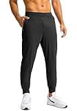 G Gradual Men's Golf Joggers Pants with Zipper Pockets Stretch Sweatpants Slim Fit Track Pants Joggers for Men Work Running (Black, L)