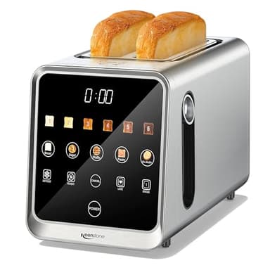 Keenstone Toaster 2 Slice, Digital Smart Toaster with TouchScreen, Dual Control Panel, Single Slot Toasting, Timer, Reheat & Defrost for Bagels, Bread, Waffles, Stainless Steel Kitchen Essentials