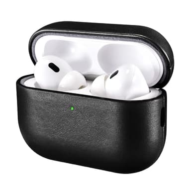 ICARER AirPod Pro 3 Case, 100% Geniune Leather Case, Handmade Top Grade Vintage Cover, Shockproof Protective Cover Support Wireless Charging, Compatible with AirPods Pro 3 2025 Model (Black)