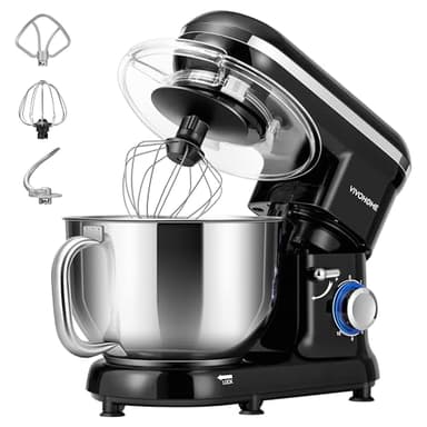 VIVOHOME Stand Mixer, 660W 10 Speed 6 Quart Tilt-Head Kitchen Electric Food Mixer with Beater, Dough Hook, Wire Whip and Egg Separator, Black