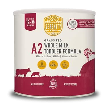 Serenity Kids 12-36 Month A2 Whole Milk Toddler Formula Powder - Easier-to-Digest A2 Protein Toddler Drink - Grass-Fed Powdered Milk with DHA & ARA - Clean Label Purity Award Baby Food - 21 Oz, 1 Pack