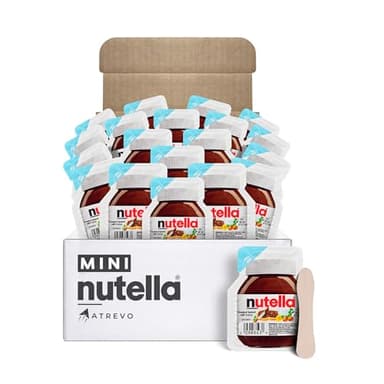 Nutella Mini Cups – 20 Single Serve Snack Packs (0.52 oz Each) + 20 Wooden Spoons - Valentines Chocolate Treats, Coworker Gift Ideas, Snacks, Back to School.