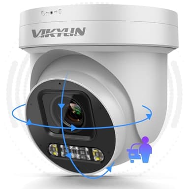 VIKYLIN 4K 8MP POE IP PTZ Camera Outdoor,5X Optical Zoom 2.7~13.5mm Lens Full Color Night Vision,AI Human/Vehicle Detection, Spotlight&Sound Alarm,2- Way Audio,SD(512GB),IP67,NDAA Complaint