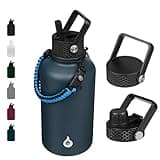 BJPKPK Half Gallon Insulated Water Bottles with Straw Lid, 64oz Large Water Jug, Stainless Steel Bottles with 3 Lids and Paracord Handle, Thermos for Hot & Cold Liquid, Navy Blue